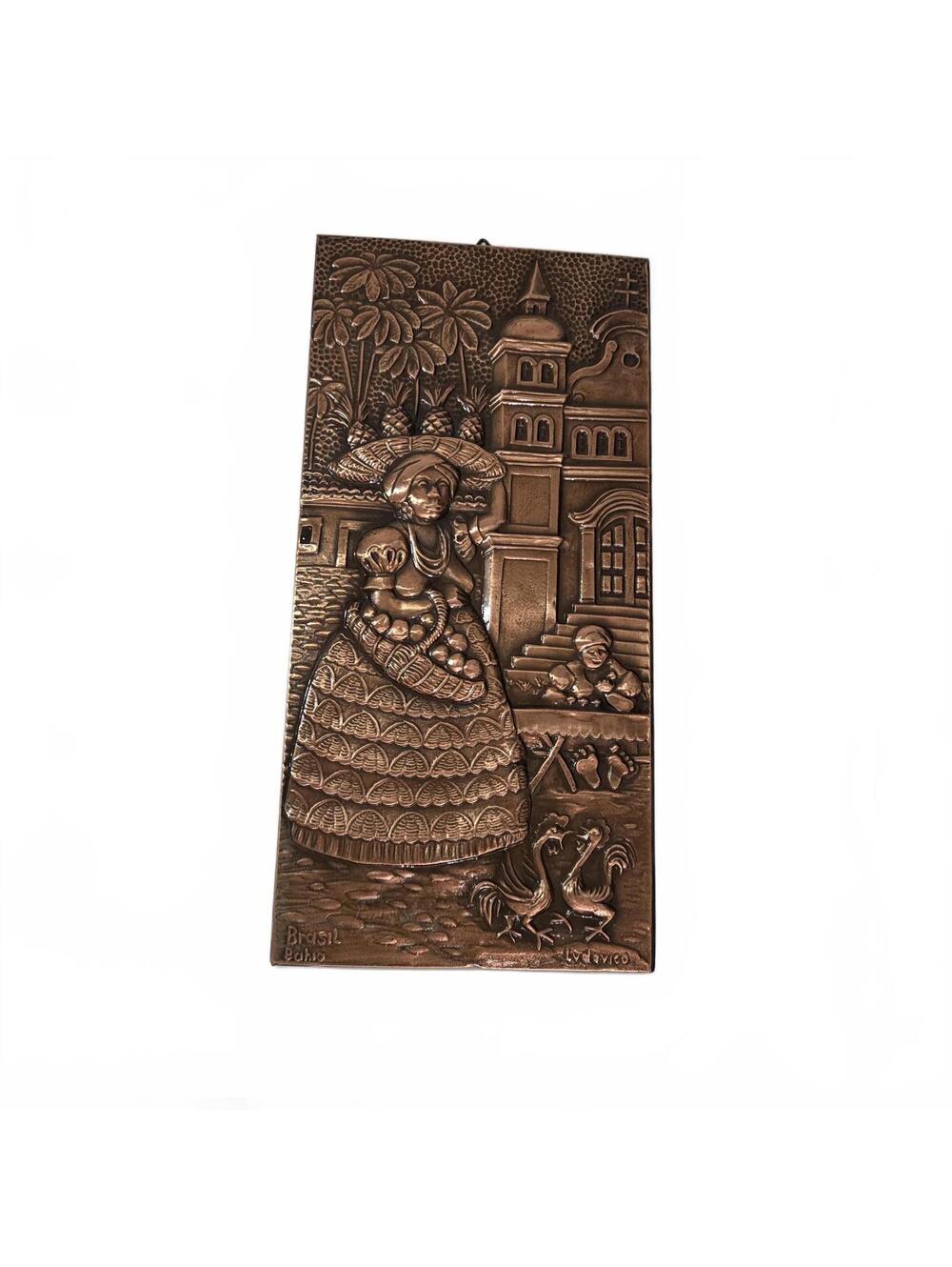 Cobrarte Ludovico Brasil Bahia Copper Relief Plaque Wall Art / Vintage / Brazil